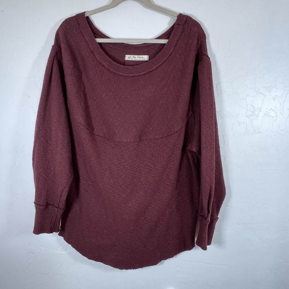 We the Free People Size Small  OG Thermal Pullover in Cherry Cola Oversized